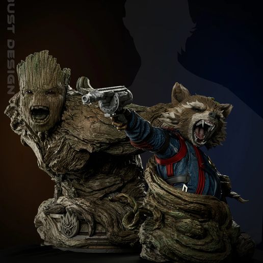 Groot and Rocket Busts - STL
