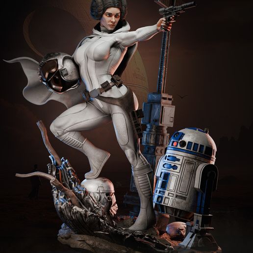 Princess Leia & R2-D2 - 3D digital STL file