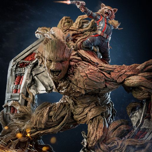 Groot and Rocket Diorama - STL