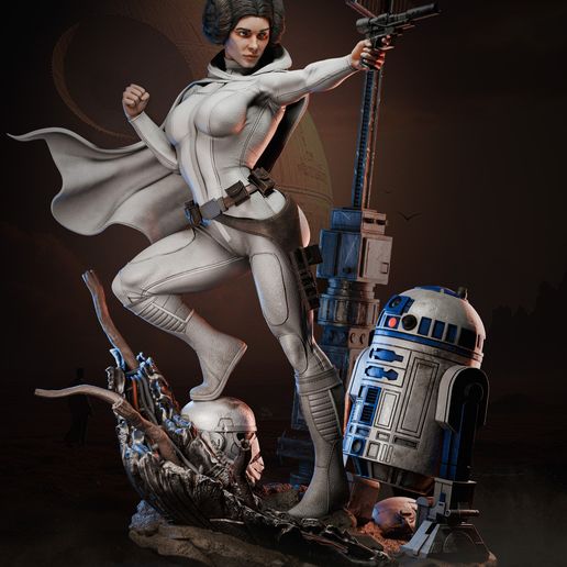 Princess Leia & R2-D2 - 3D digital STL file