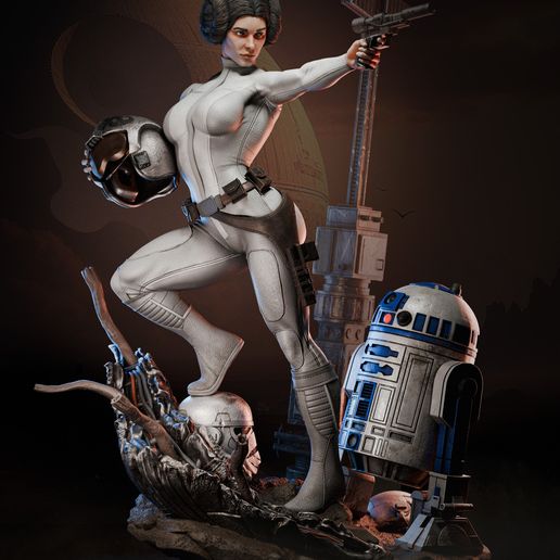 Princess Leia & R2-D2 - 3D digital STL file